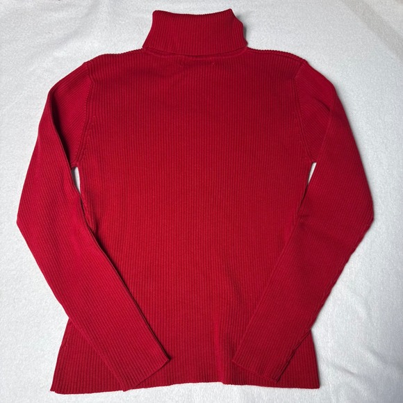 Vintage Casual Corner Turtleneck Sweater Women Sz M Red Ribbed Knit Top Gilmore - Picture 3 of 6
